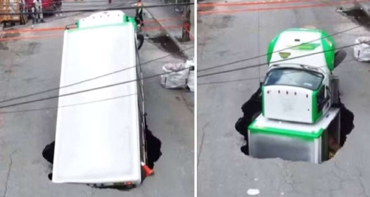 yol birden coktu dev kamyonu yuttu c4qnJzGN