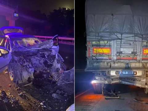 Otomobil kamyona carpti 1 olu 2si cocuk 3 yarali fr4FETG8